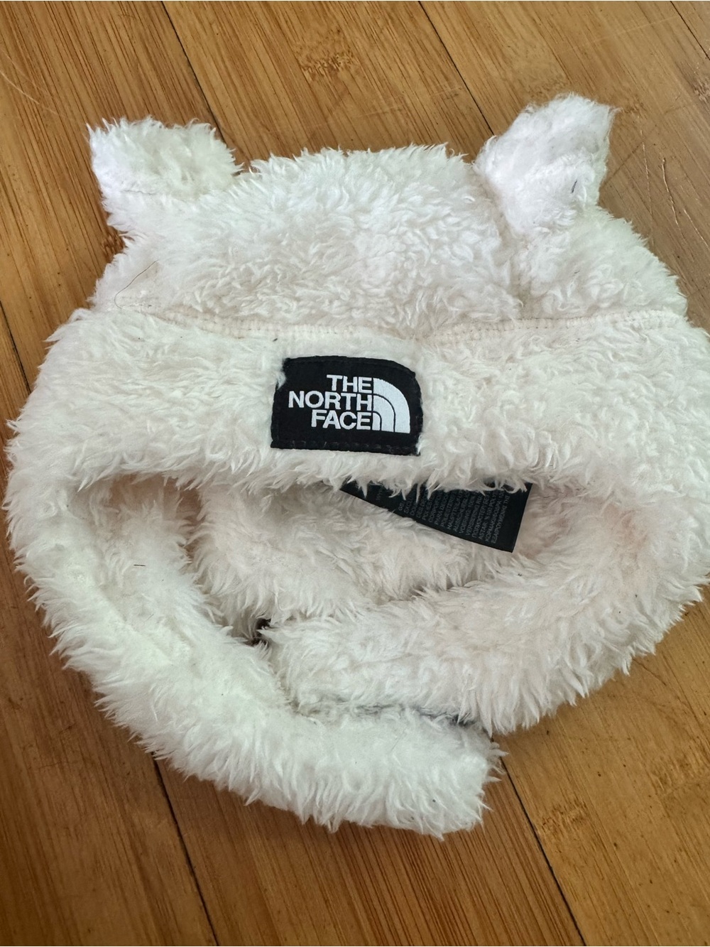 The North Face Kids White Plush Ear Beanie